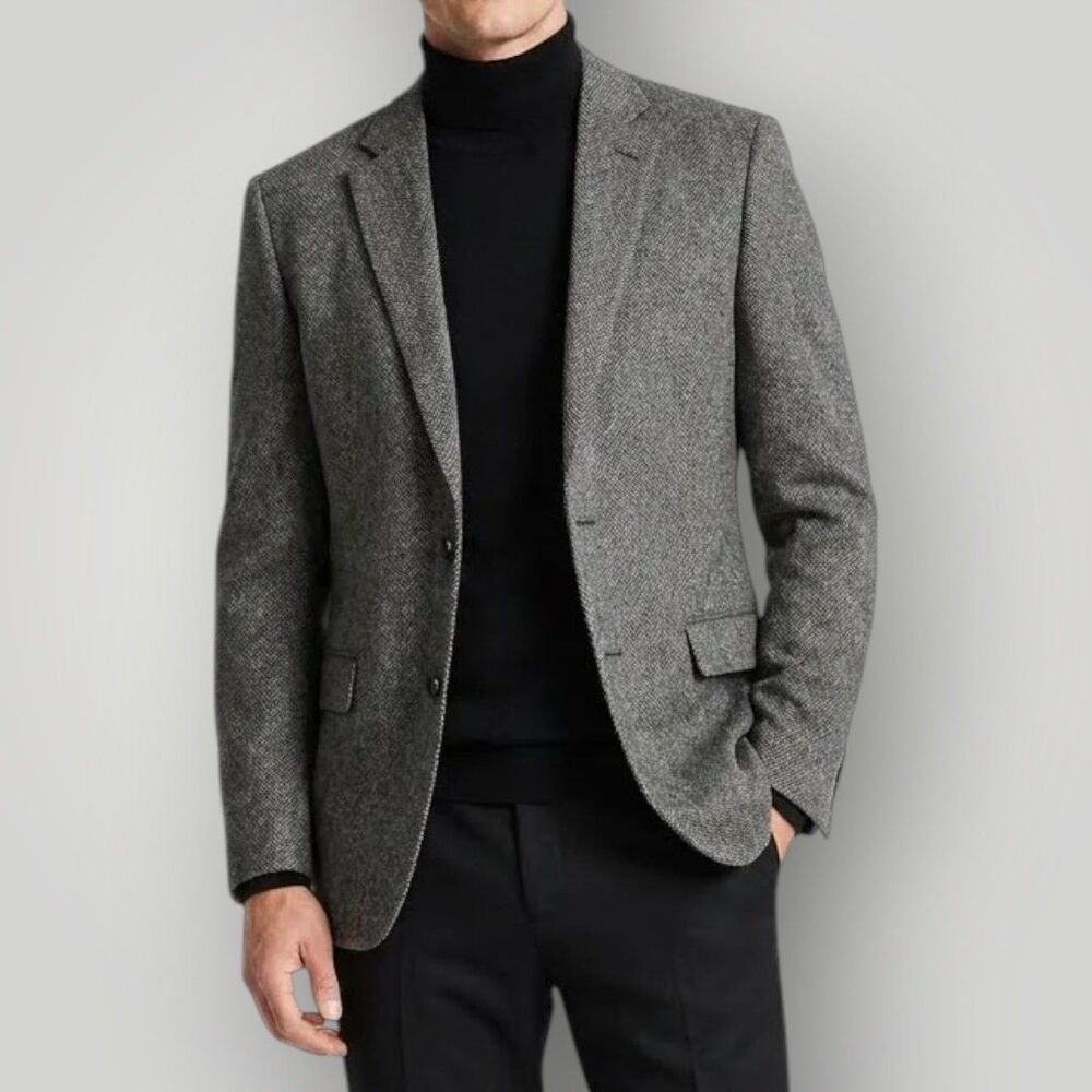 HART SHAFFNER MARX Men's 50L Gray Wool Blazer Sport Coat Two Button Suit Jacket